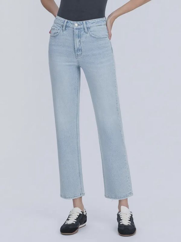 Super High Rise Light Wash Tapered Leg Jeans