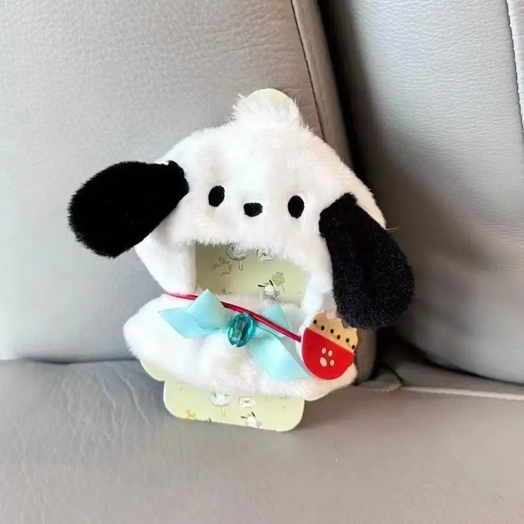 Color: Yellow - Labubu Sanrio Cape Skirt Suit Sitting Party Hello Kitty Kuromi Clothes Monsters Vinyl Labubu Outfit Clothing Hat Accessory Gift