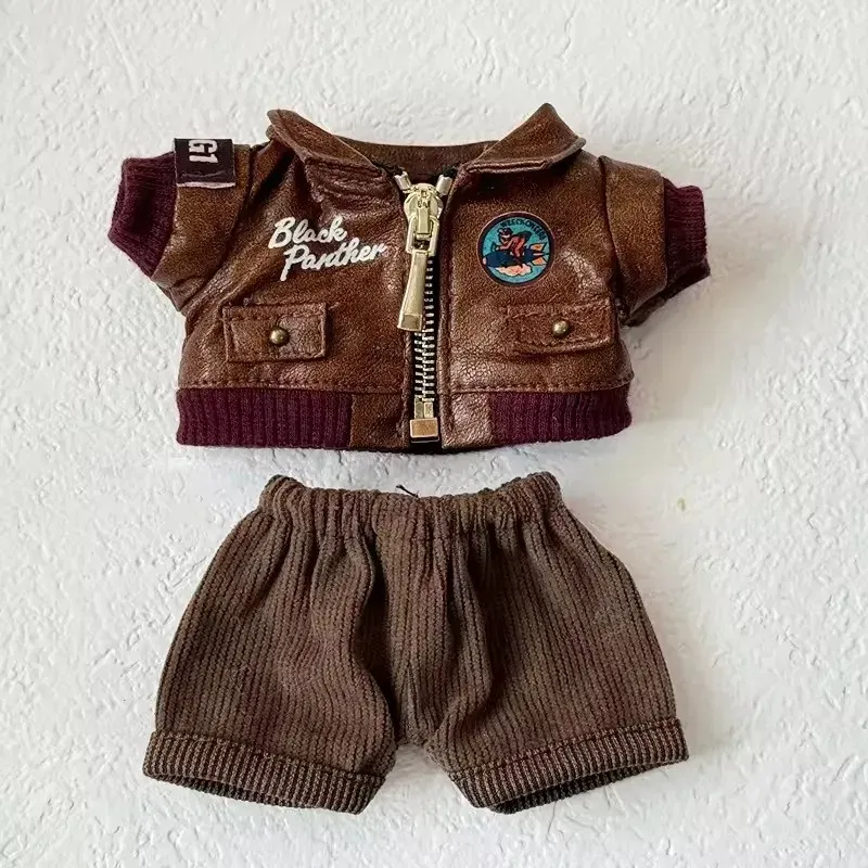 Color: black, Size: One Size - Brown Retro Flying Jacket Fashion Doll Clothes for Labubu Doll Fashion Clothes Set Accessories Gift
