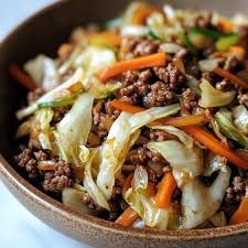 Chinese Ground Beef and Cabbage Bowl