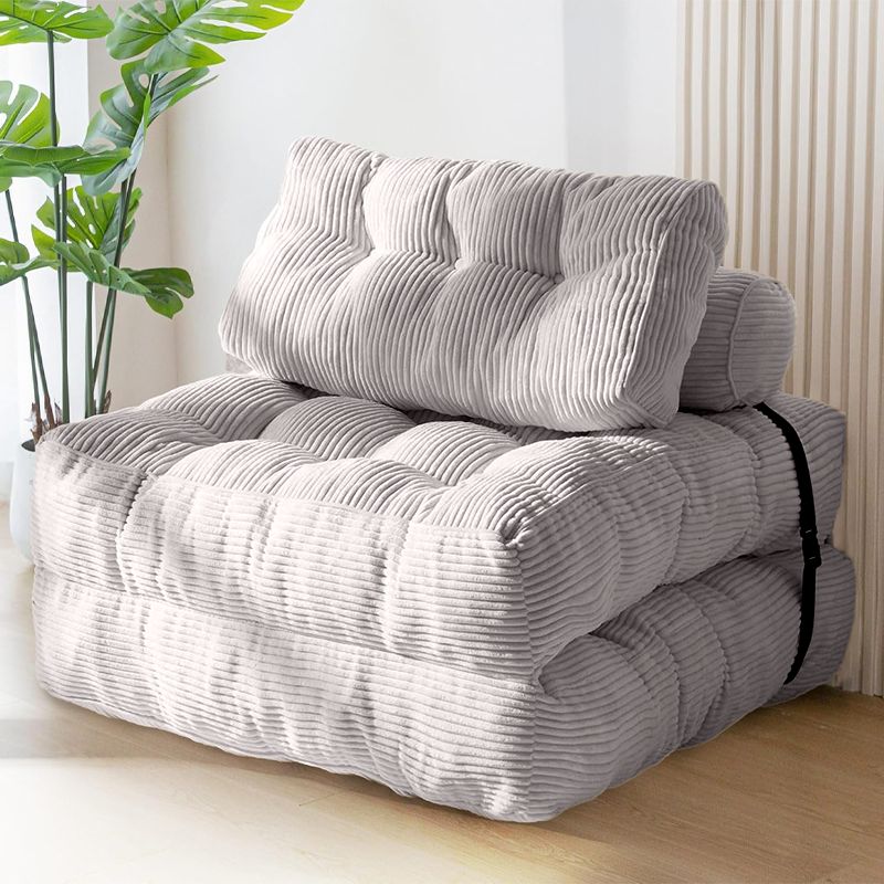 Green Tufted Foldable Mattress Comfortable Folding Sofa Bed Reclining Leisure Chair for Apartment Workshop Living Room Set