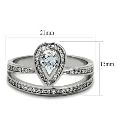 Rhodium 925 Sterling Silver Ring with AAA Grade CZ  in Clear