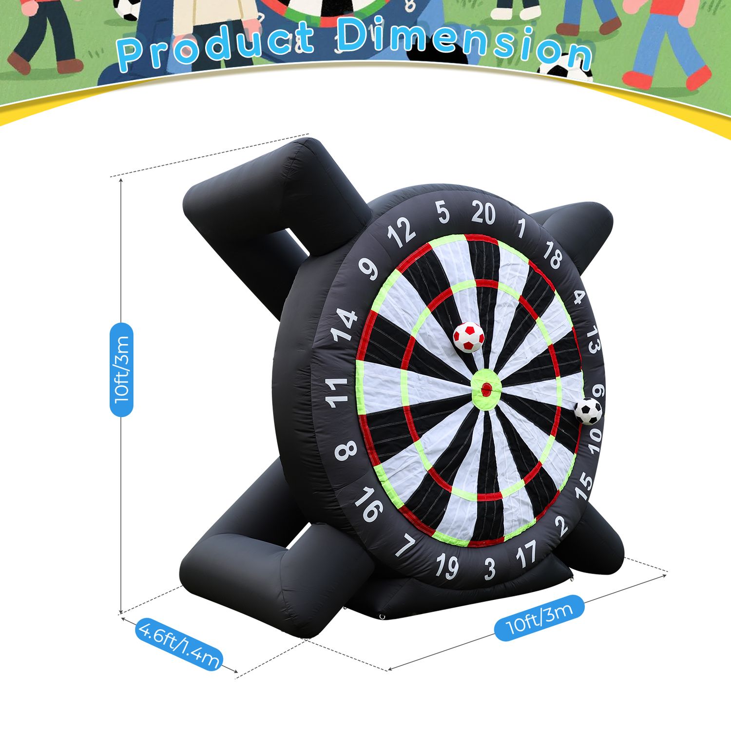 Commercial Grade Inflatable Football Dartboard Giant Sticky Dartboard Support Outdoor Games Inflatable Soccer Darts Board