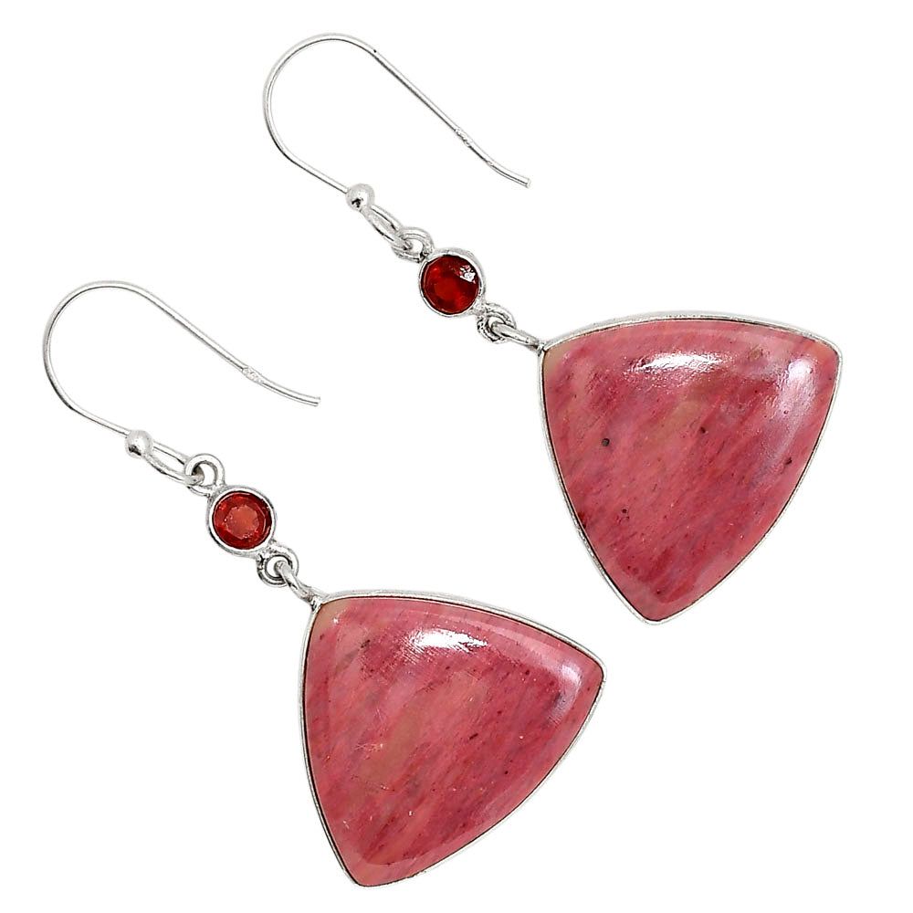 Pink Tulip Quartz and Garnet Earrings E-1002 SDE91671