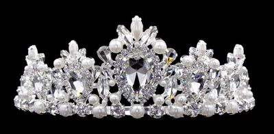 #16553 - Pearl Cluster Tiara with Combs 3" Tall