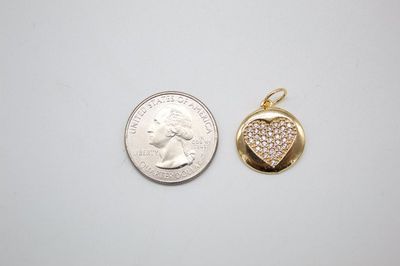 18K Gold Filled Heart Pendant Love Charm With CZ Stones