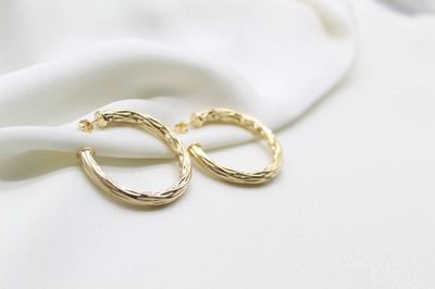 Medium Thick Hammered Hoops, Small, Medium or Large (K10-12)