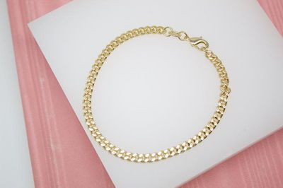 18K Gold Filled Cuban Link 4mm Chain Bracelet (I281)
