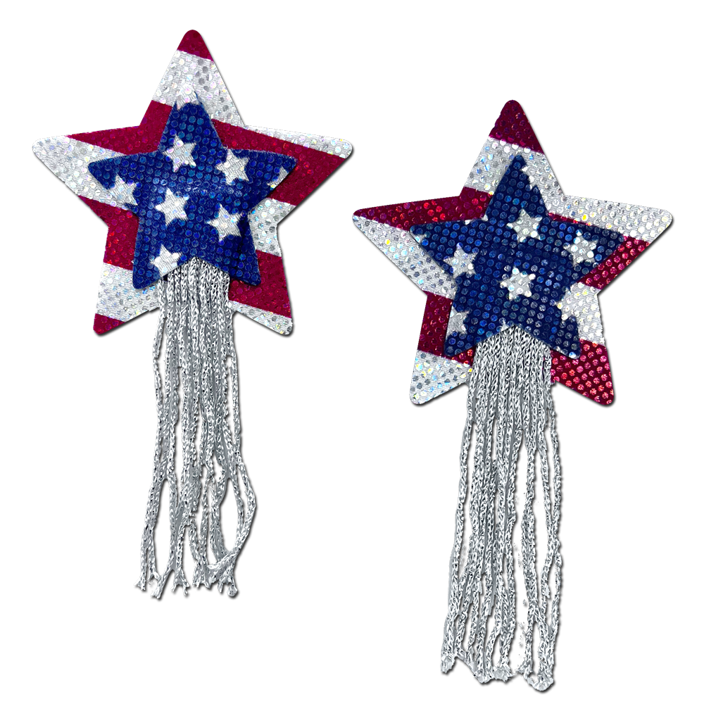 5-Pack: Tassel Pasties: American Patriotic Sparkling Stars &amp; Stripes USA Breast Pasties by Pastease®
