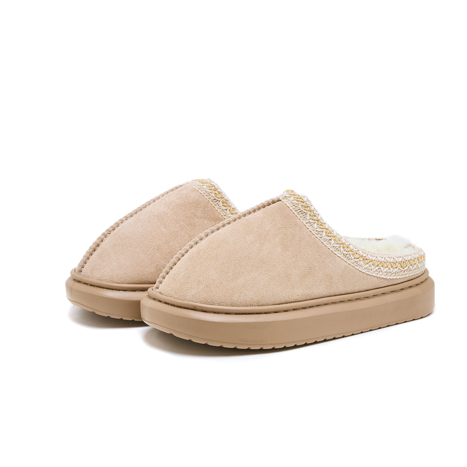 Winter Soft Faux Suede Fluffy Fur Home Indoor Warm Plush Ladies Men Shoes Slides Slippers for Women