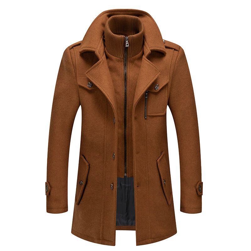M-5XL Grey Black Khaki Stylish New Autumn Winter Men's Double Collar Warm Long Coat Plus Size Windproof Jacket for Men