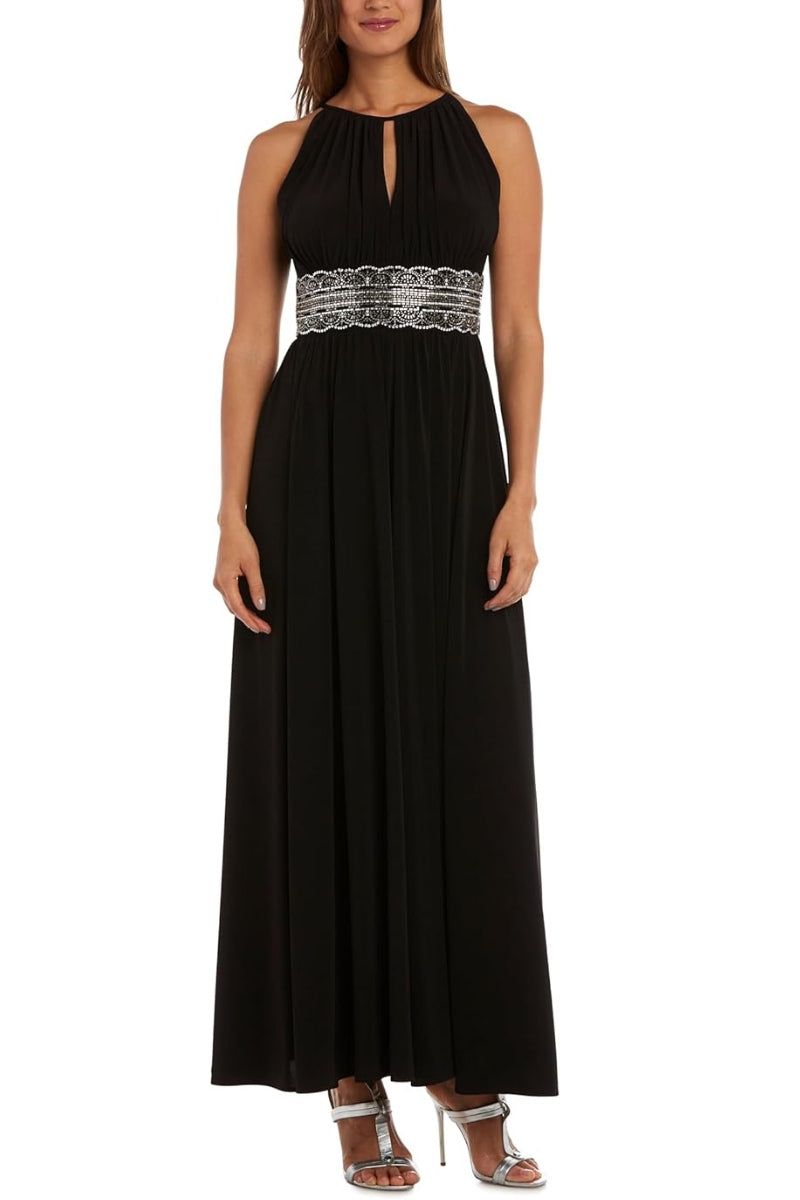 R&amp;M Richards Women's Sleeveless Beaded Designer Evening Gown