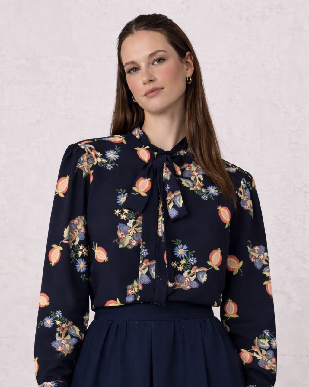 Bow Blouse-Pomegranate Floral