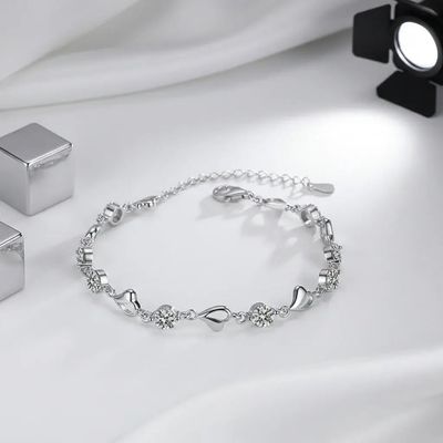 Heart moissanite bracelet Silver White Heart Elegant Charm Party Gifts