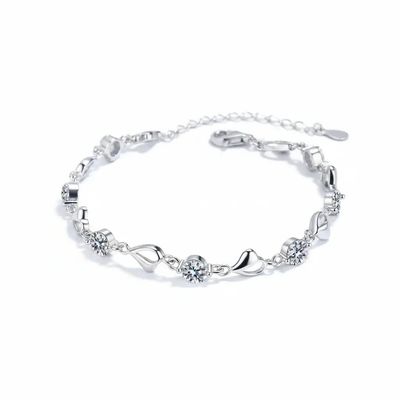 Heart moissanite bracelet Silver White Heart Elegant Charm Party Gifts