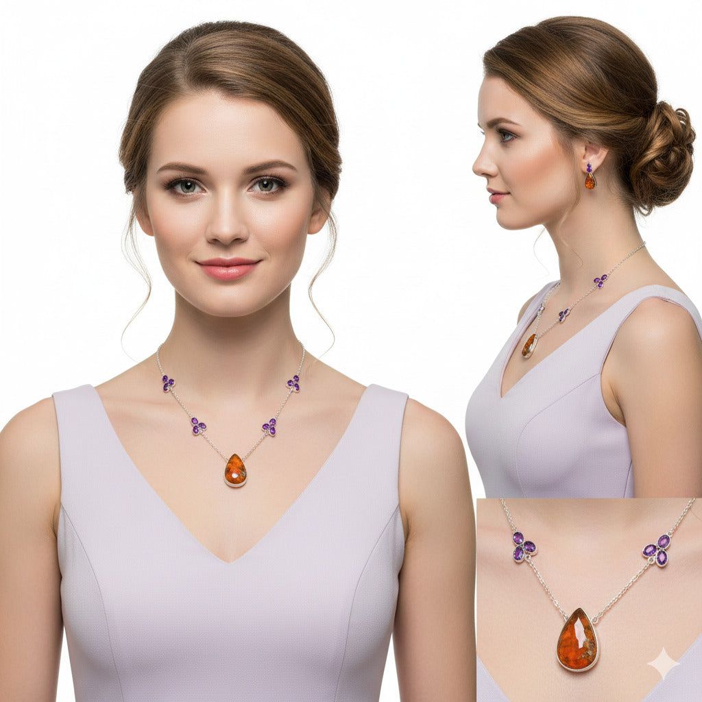 Rare Cady Mountain Agate &amp; Amethyst Necklace N-1004 SDN1516