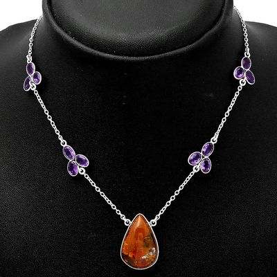 Rare Cady Mountain Agate &amp; Amethyst Necklace N-1004 SDN1516