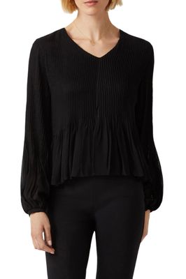 Ecru Designs V-Neck Long Sleeve Ruched Chiffon Top