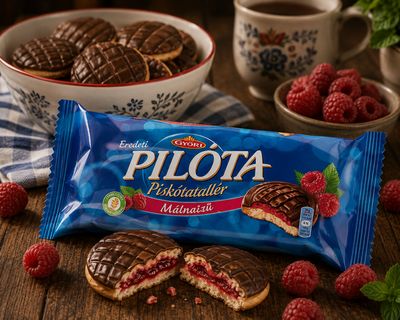 Győri Pilóta sponge biscuit with raspberry filling and chocolate 147 g