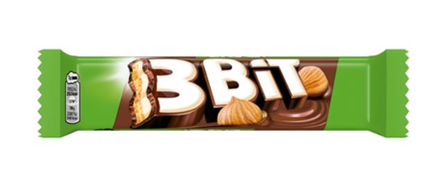 3BIT milk chocolate covered biscuit bar with hazelnut flavoured filling 46 g
