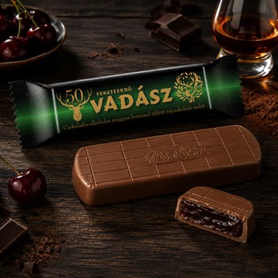 Vadász Black Forest milk chocolate bar with alcoholic cherry cream 25 g