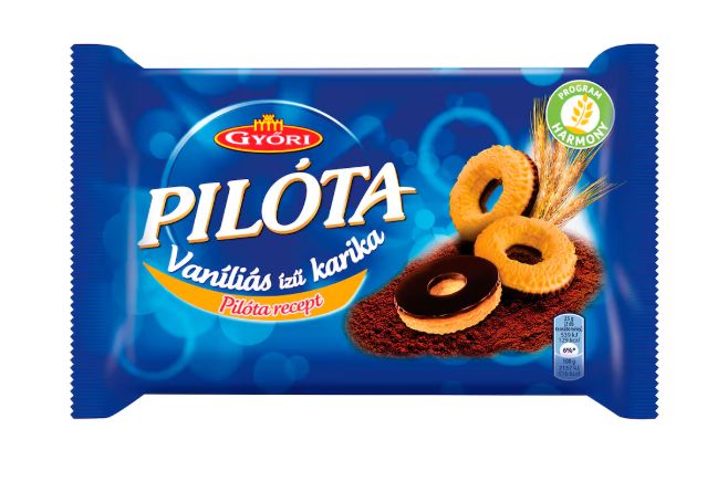 Győri Pilóta vanilla flavoured biscuit rings with chocolate 150 g