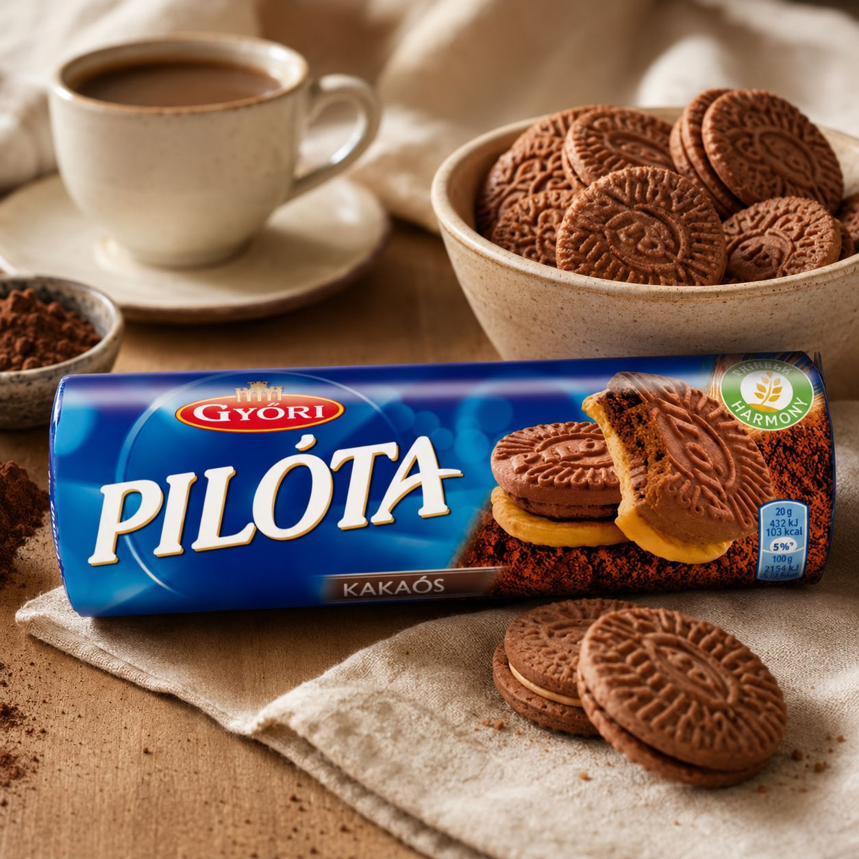 Győri Pilóta biscuits with cocoa cream filling 180 g