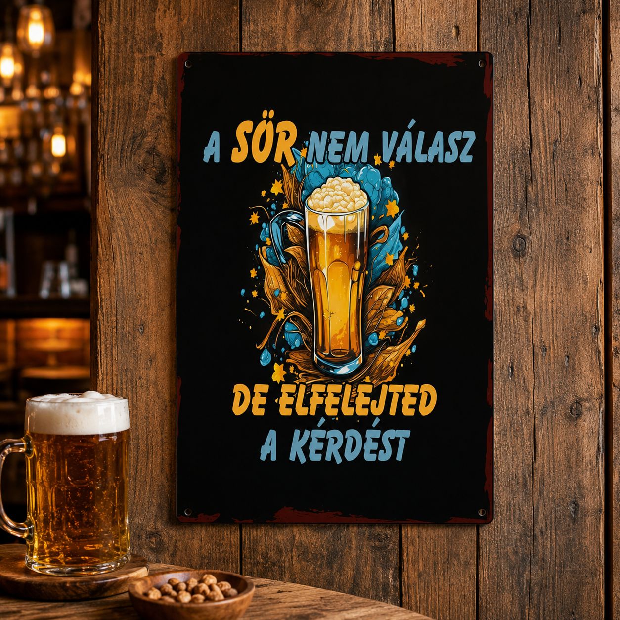 Vintage Hungarian beer metal sign