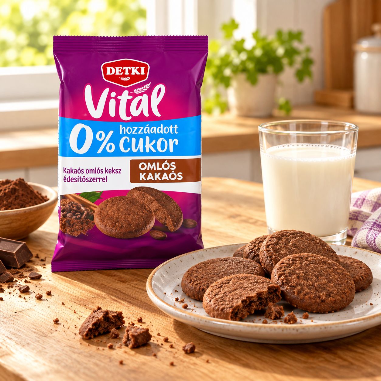 Detki Vital Crumbly Cocoa Biscuits Without Added Sugars, with Sweeteners 180 g