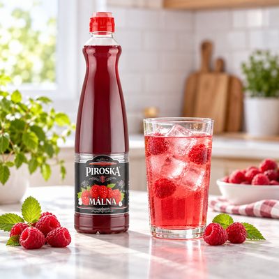 Piroska Raspberry-Flavoured Fruit Syrup with Black Carrot Juice, Sugar and Sweeteners 700 ml