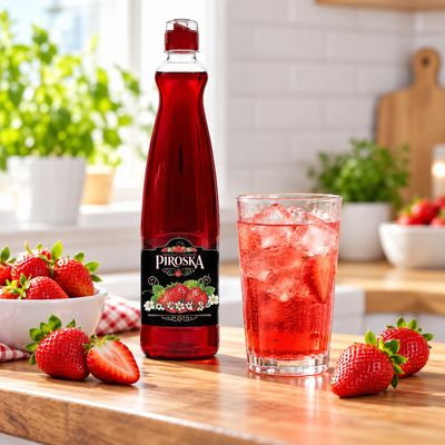 Piroska Strawberry-Flavoured Fruit Syrup PET 700 ml