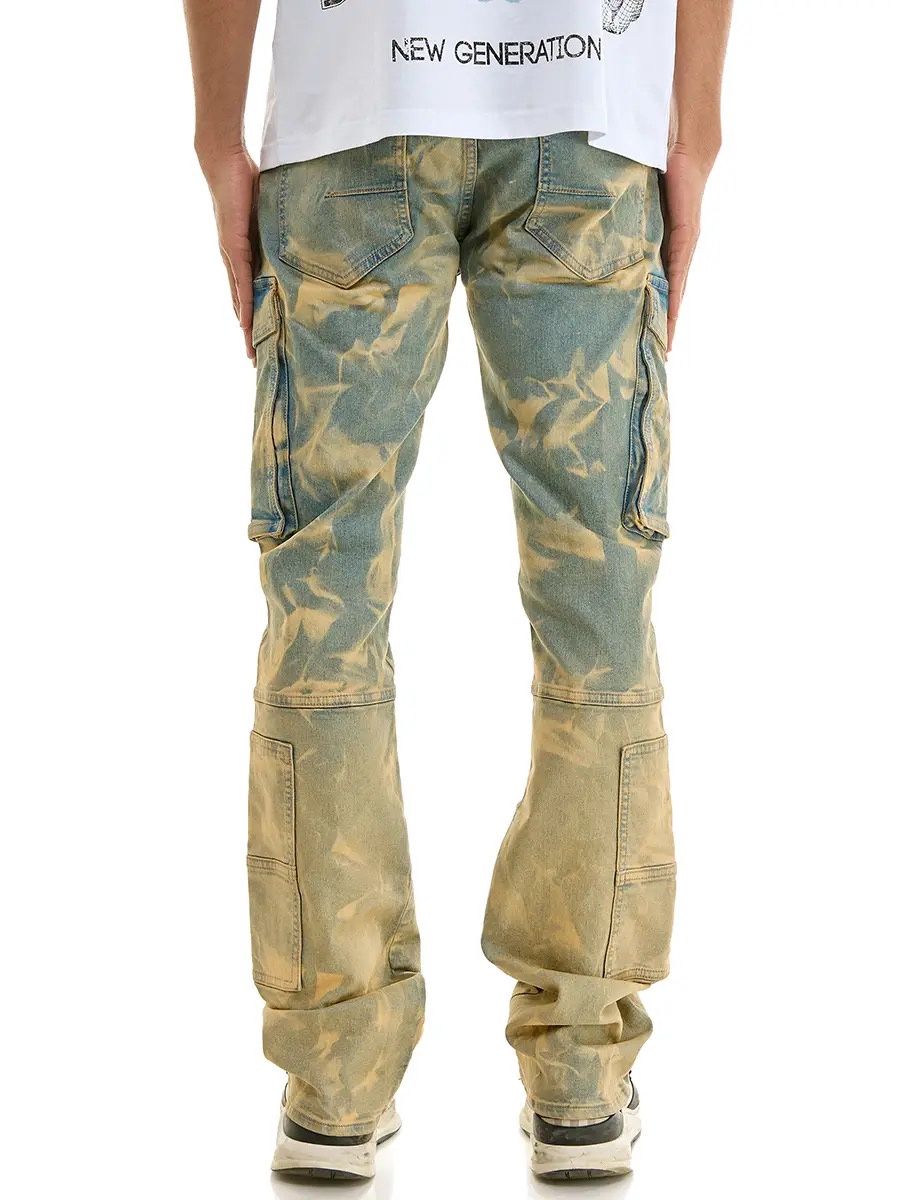 Cargo Flared Jeans Bleached