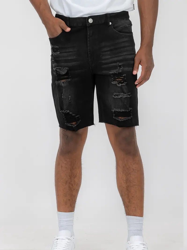 Distressed Denim Shorts