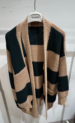 CARDIGAN YOU DECIDE MARRONE/BIANCO