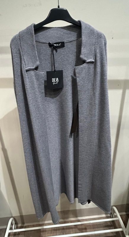 CARDIGAN LUNGO DEJAVU GRIGIO CINTURA