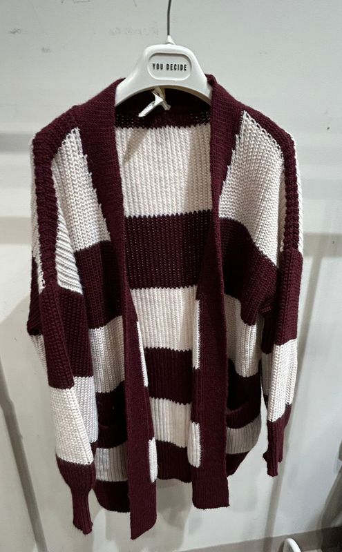 CARDIGAN YOU DECIDE BORDEAUX/BIANCO
