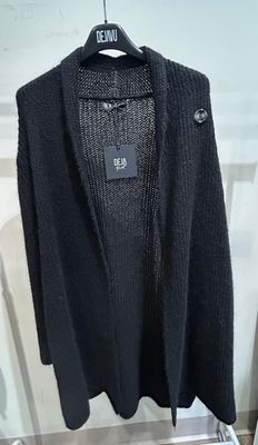 CARDIGAN LUNGO DEJAVU NERO CINTURA