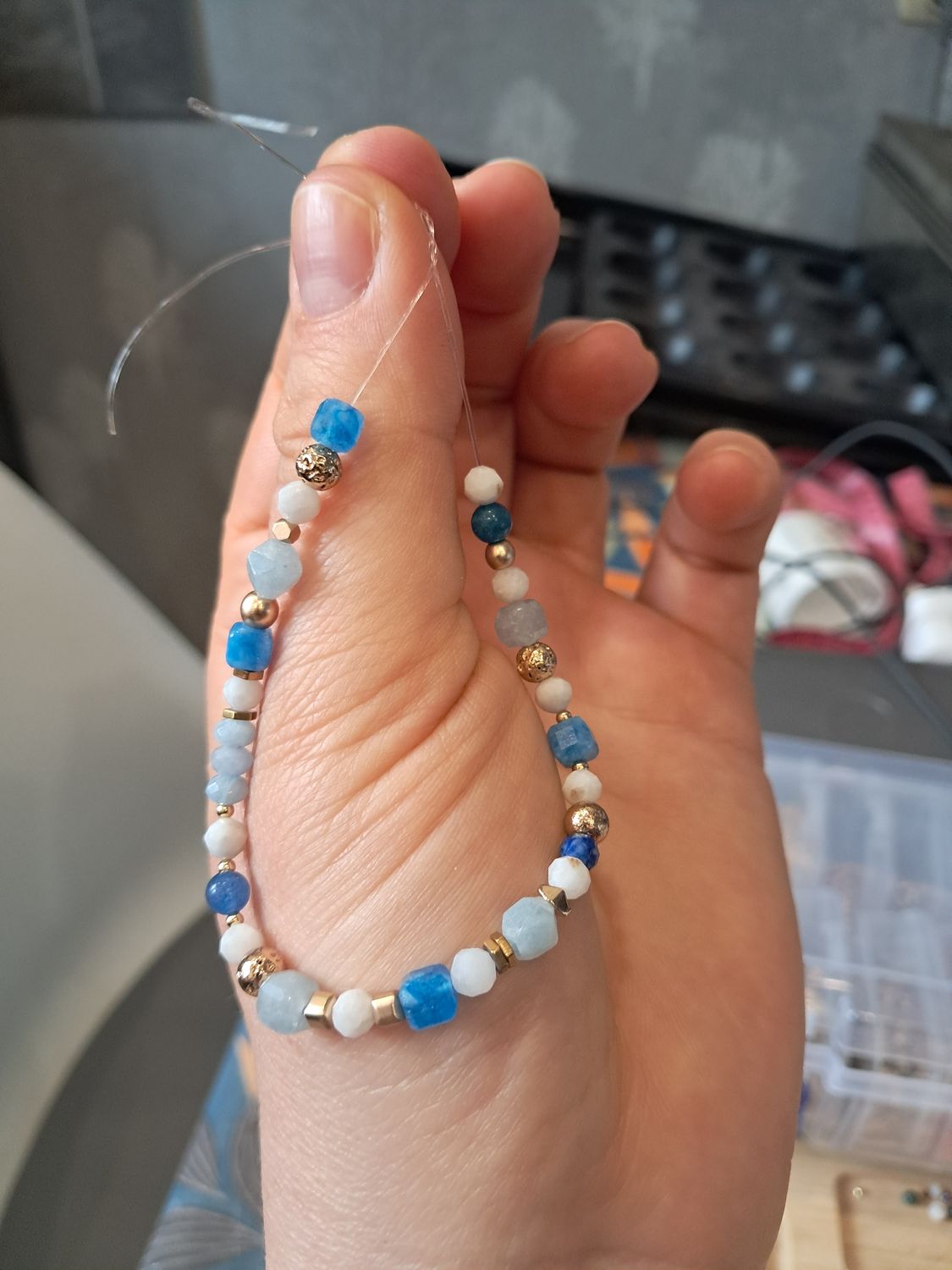 Zamówienie personalizowane - bransoletka niebiesko-biało-złota