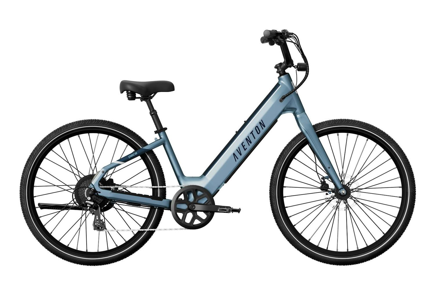 DEMO Aventon Pace 4, step through, blue steel, Large Electric Bicycle