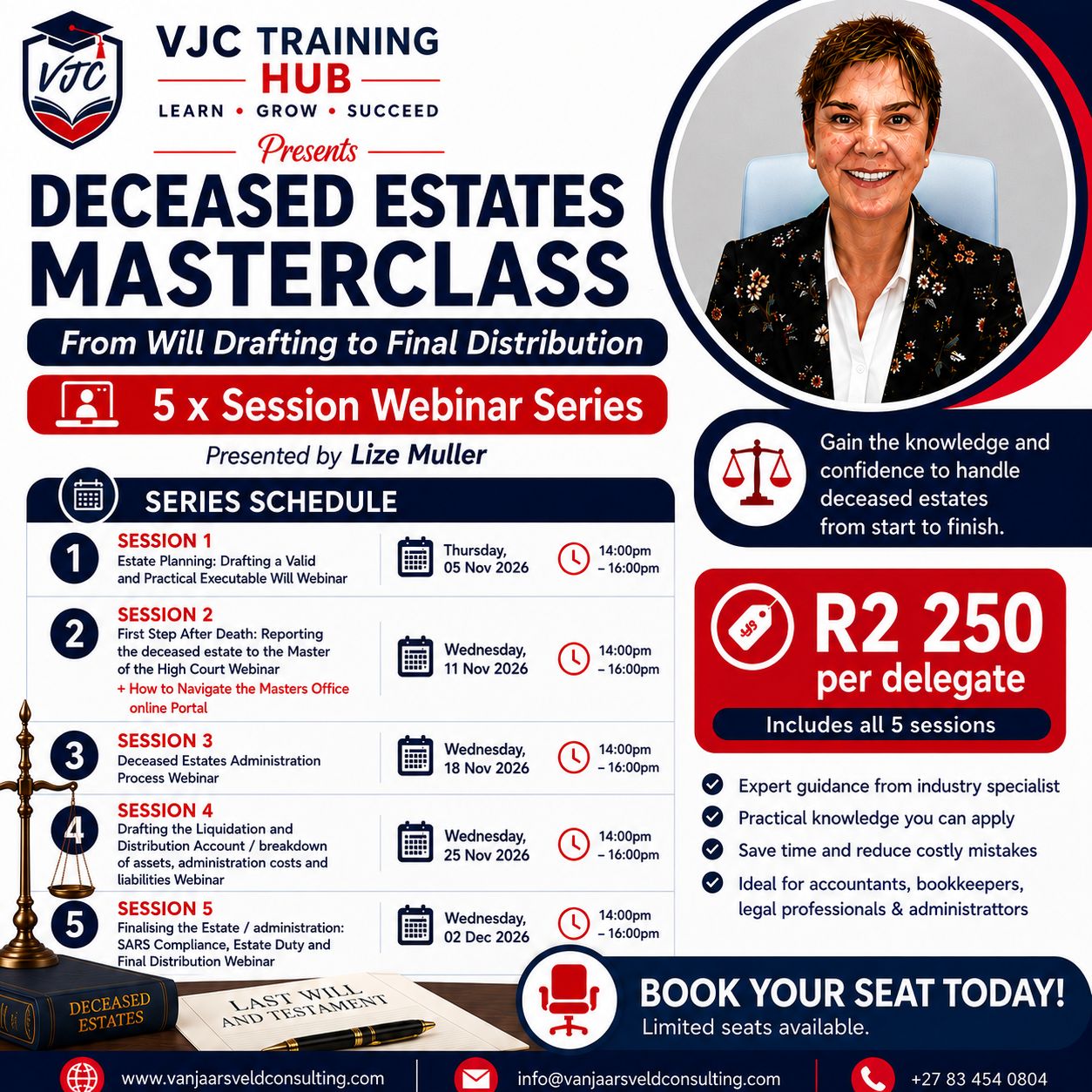 Deceased Estates Masterclass: From Will Drafting to Final Distribution - 5 x Session Webinar Series