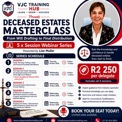 Deceased Estates Masterclass: From Will Drafting to Final Distribution - 5 x Session Webinar Series