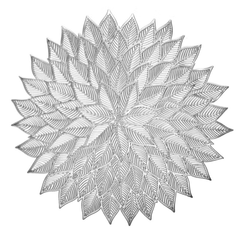 Dhalia Design - Round Shinny Silver Pressed Vinyl Placemat