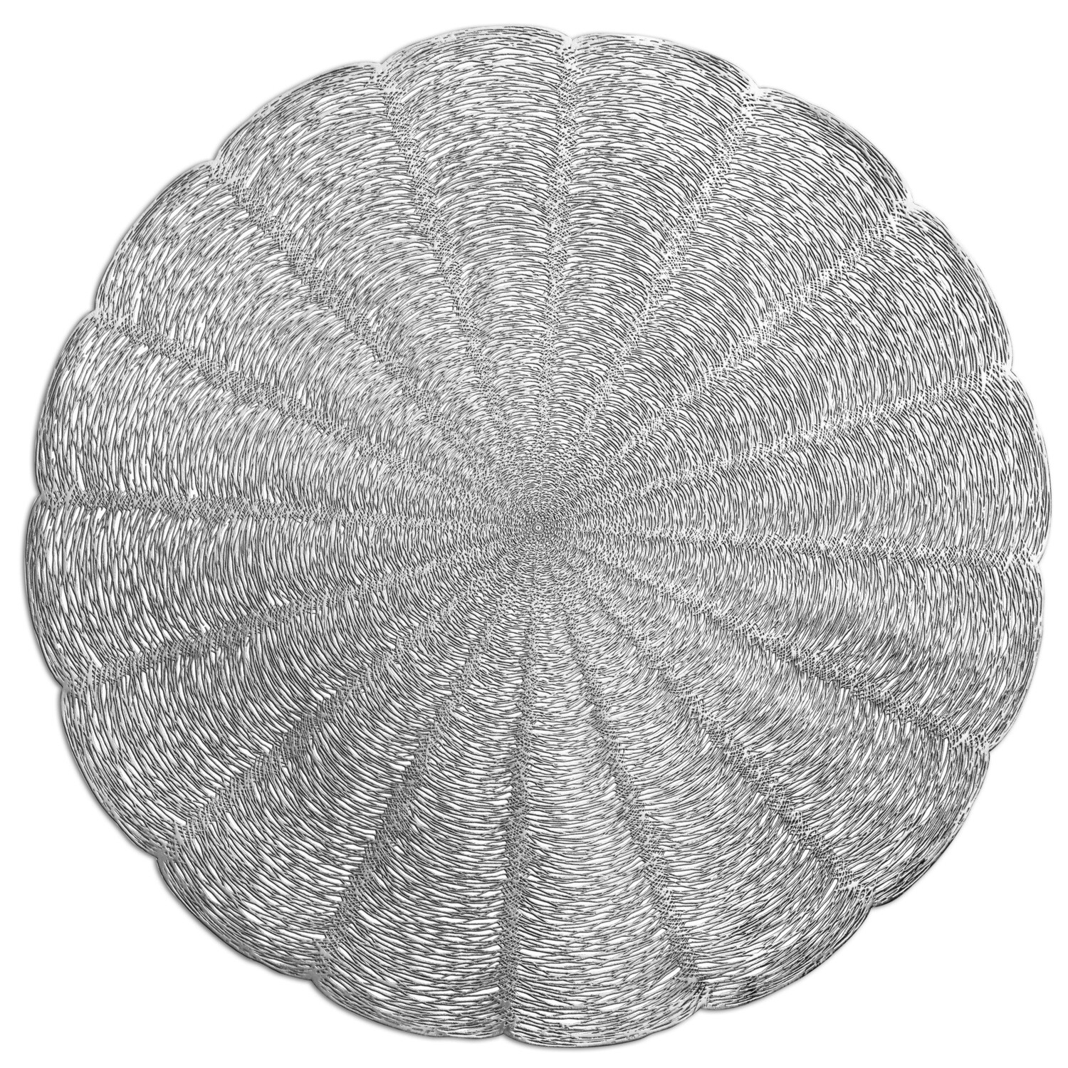 Bloom Design - Round Shinny Silver Pressed Vinyl Placemat