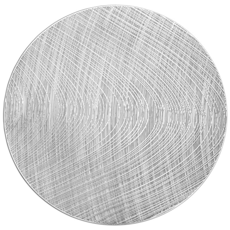 Luna Design - Round Shinny Silver Pressed Vinyl Placemat