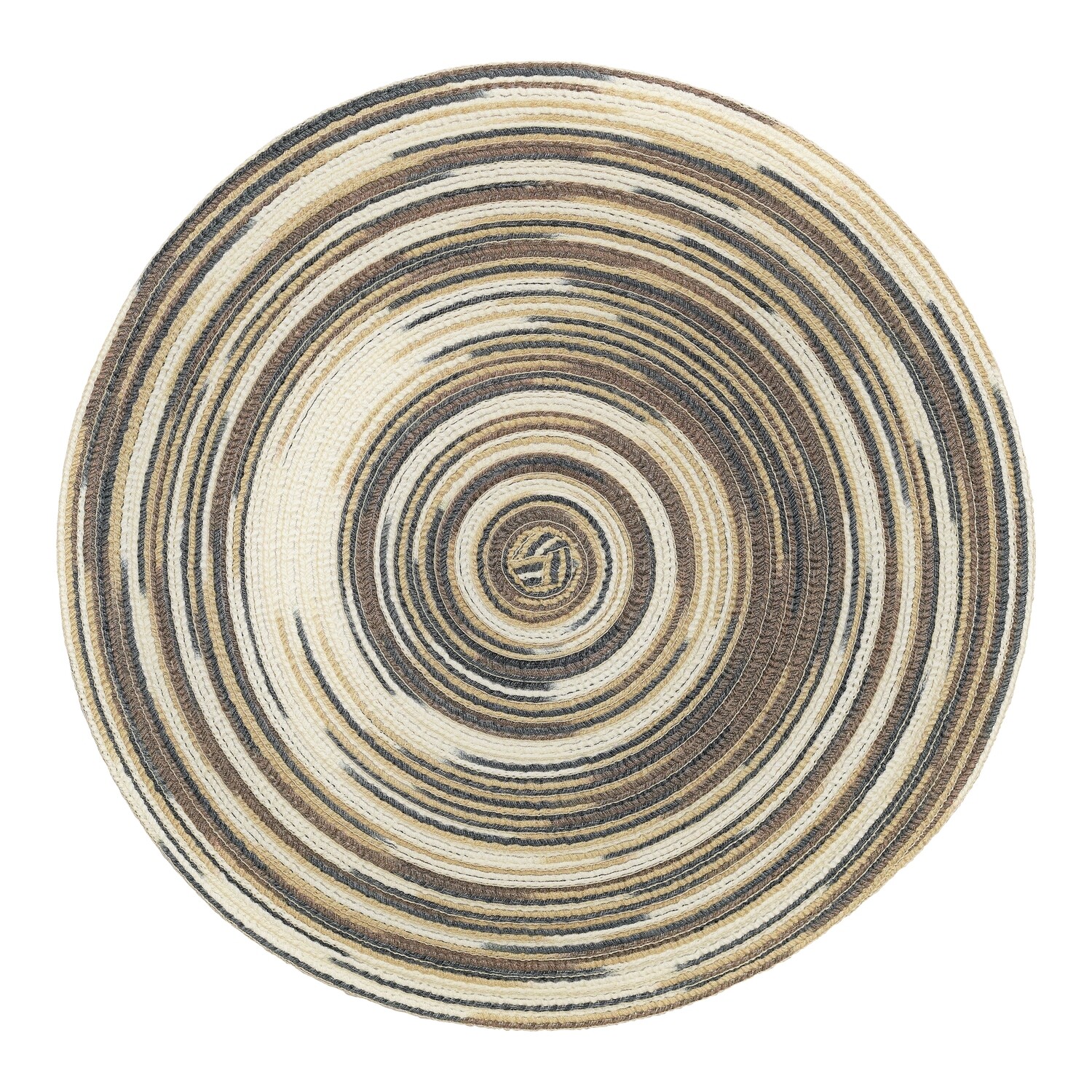 TWIST Design - Brown / Beige / Blue - Round Handcrafted Woven Polyester Placemat