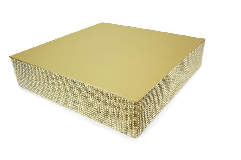 12&quot; Square Rhinestone Cake Stand - GOLD - SAMPLE -