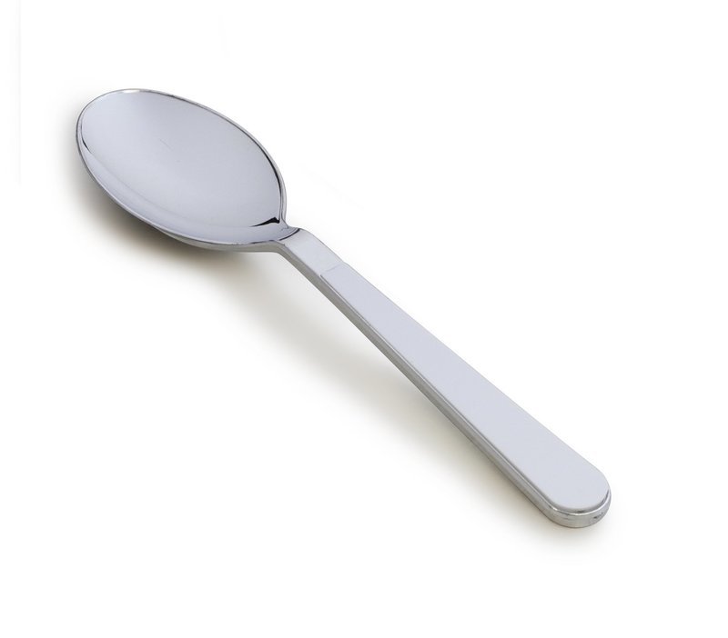 Plastic White / Silver Spoon - SAMPLE -