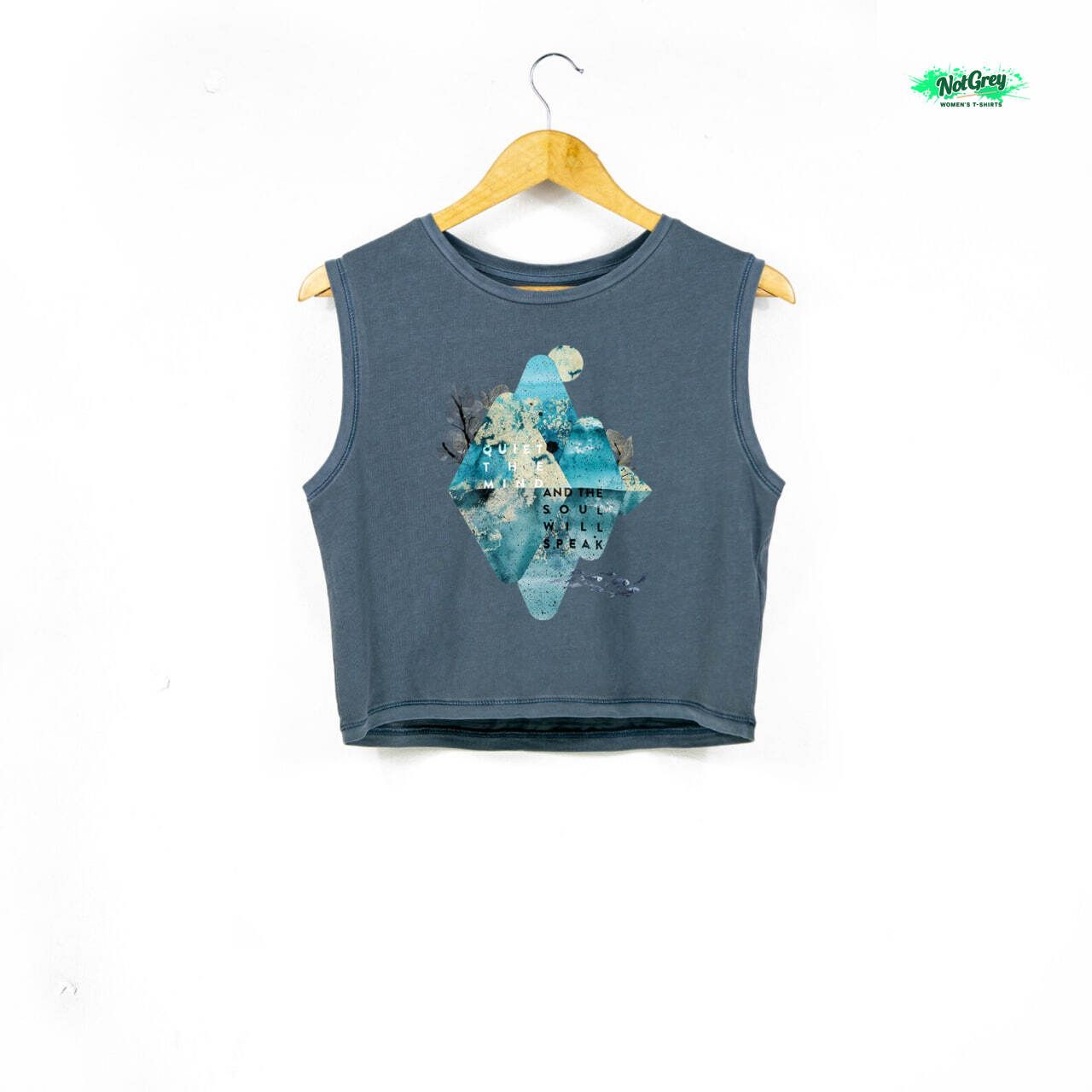 The "Quiet Mind" Crop Tank - Slate Blue