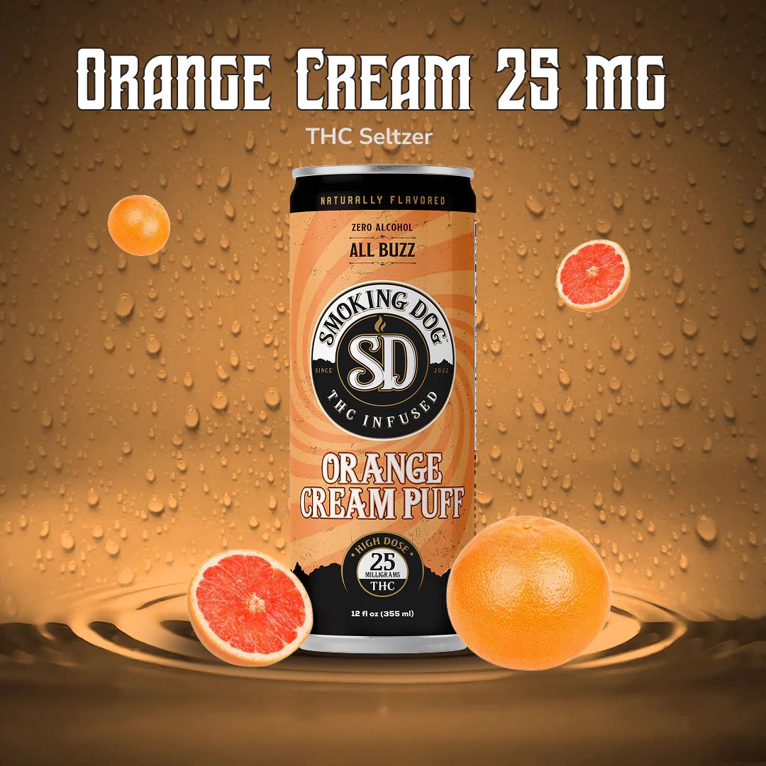 Smoking Dog THC Seltzer- 25mg, Flavor: Orange Cream Puff