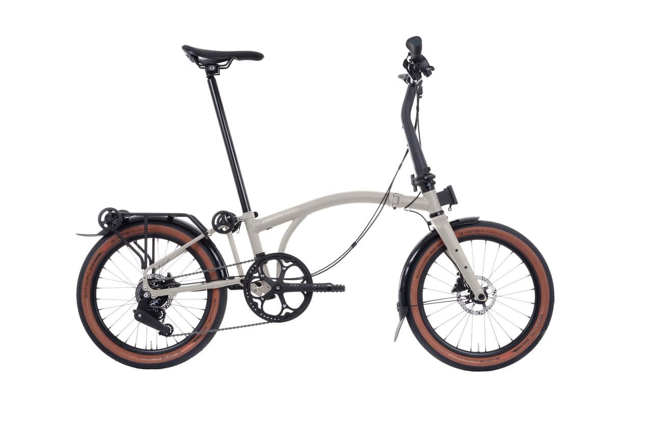 Brompton G Line, avec garde-boue et porte-bagages, crème «Traildust White»